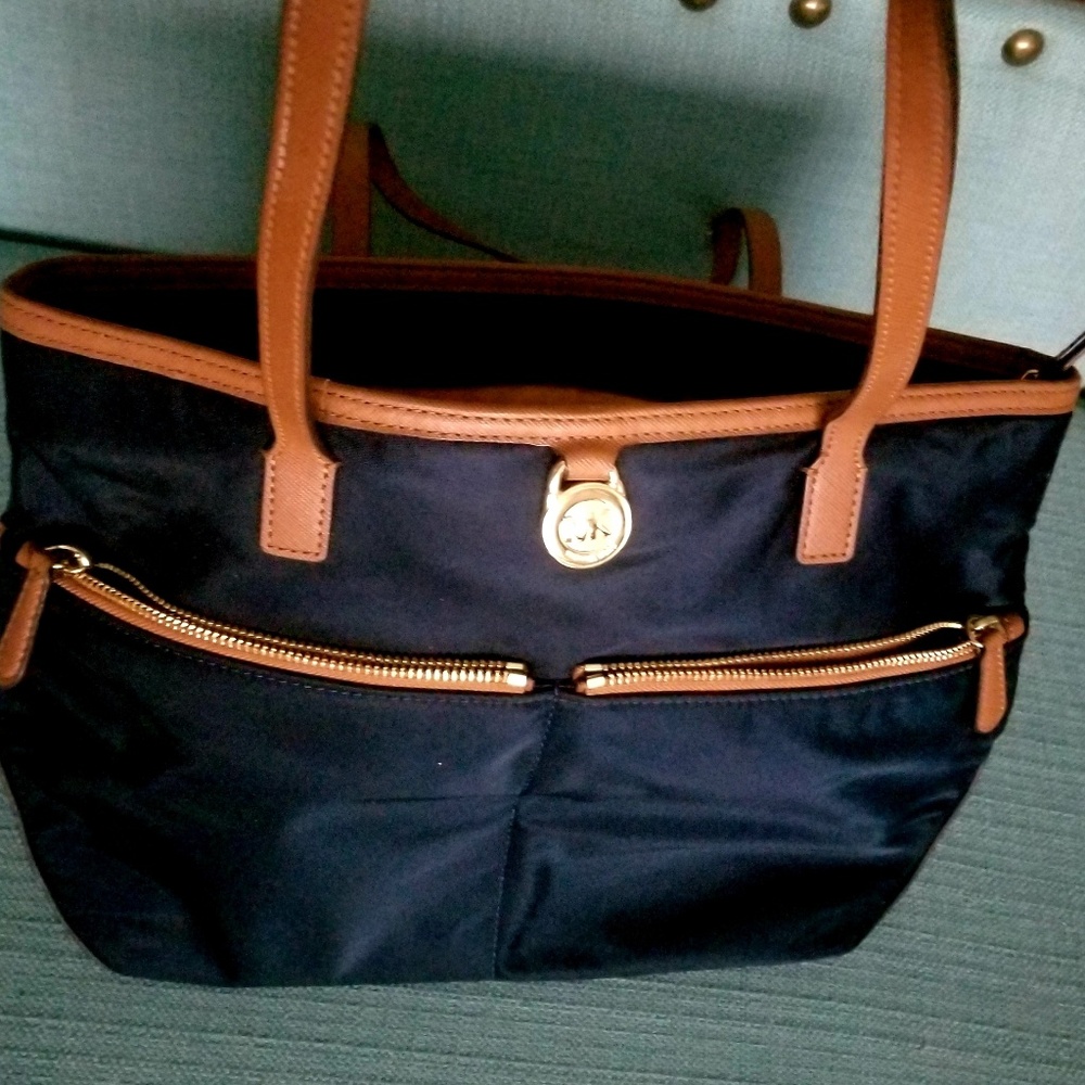 Michael Kors Kempton Nylon Leather Bag Purse Tote